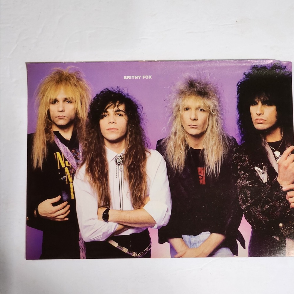 Britny Fox four member hair band color pinup poster clipping 8x10